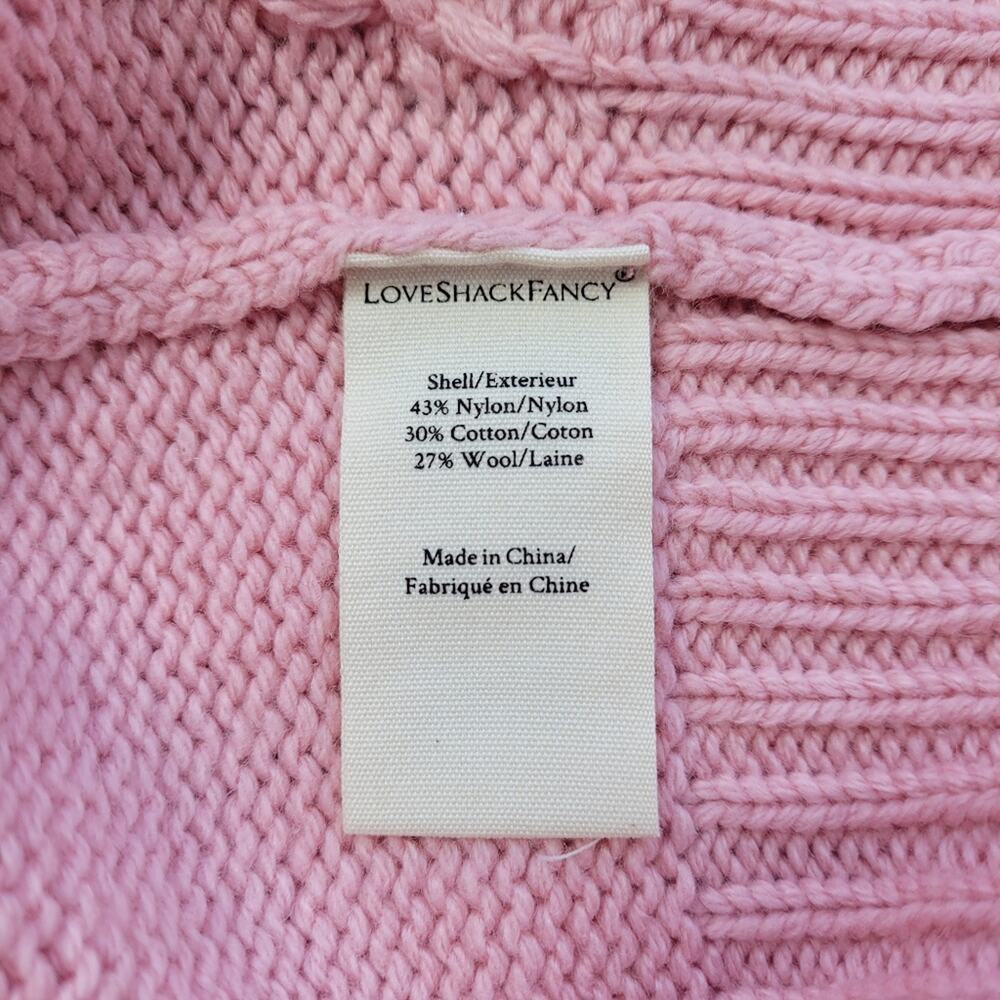 NWT LoveShackFancy Lago Little Bow Pink Wool-blend Crop Sweater size Large - Picture 13 of 16